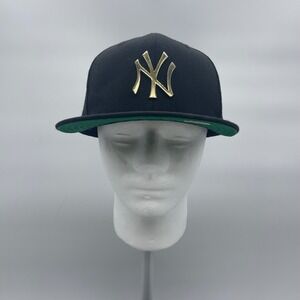 New Era 9FIFTY Mens OSFM Black Gold New York Yankees Metallic Logo Snapback Hat